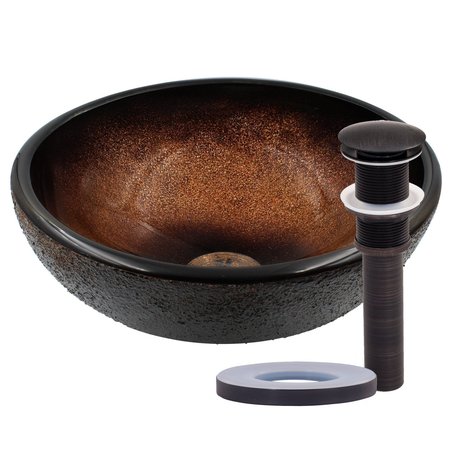 NOVATTO Sanguinello Mini Glass Vessel Bathroom Sink Set in Oil Rubbed Bronze NOHP-G008-12ORB